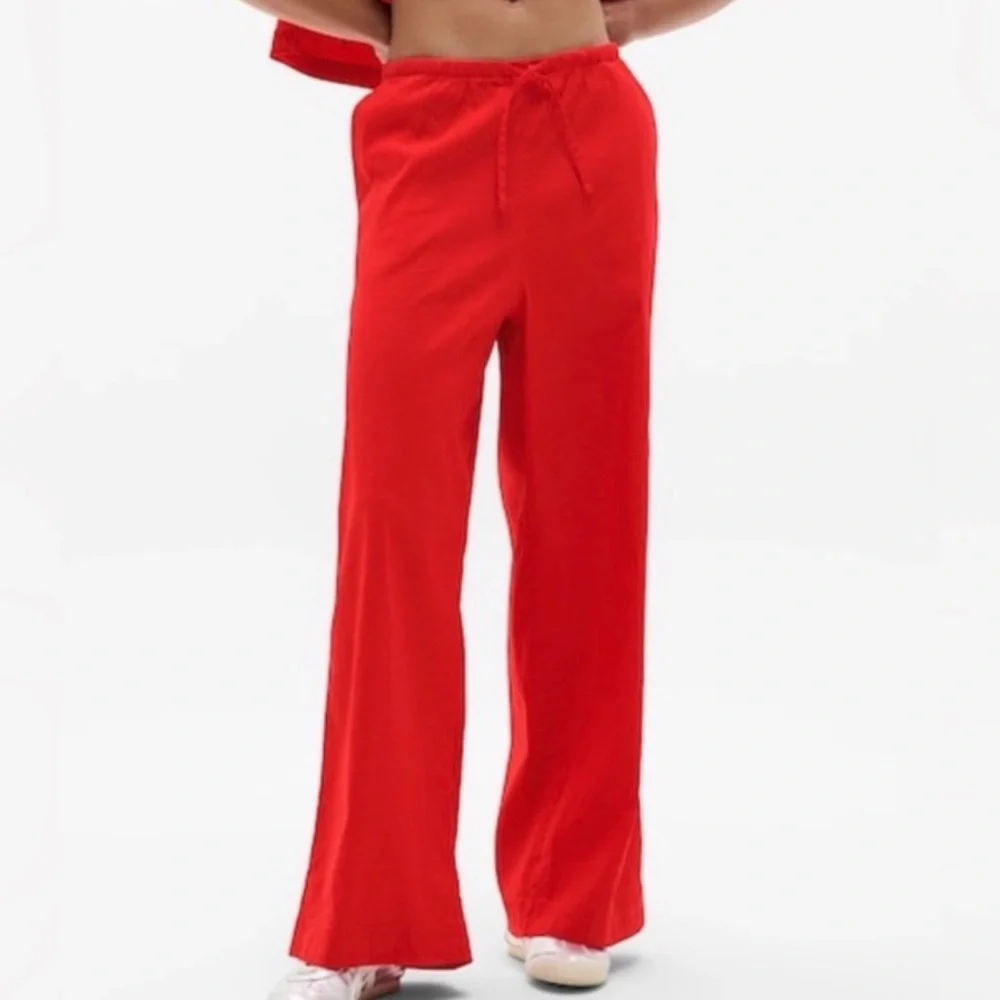ATHLETA XL Paradise Linen Blend  Mid Rise Wide Leg Pants in red EUC - Picture 2 of 9
